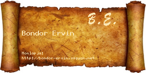 Bondor Ervin névjegykártya