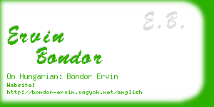 ervin bondor business card